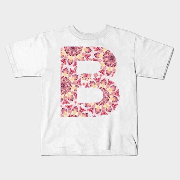 Mandala Letter Capital B Pink Kids T-Shirt by Shaseldine